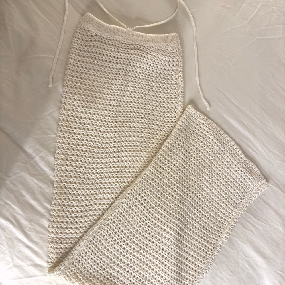 Meshki Raquel Crochet Cream Knit Skirt
